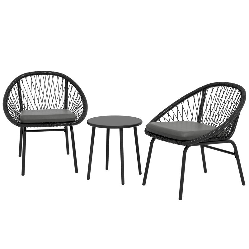 Outsunny Three-Piece Rattan Bistro Set - Black