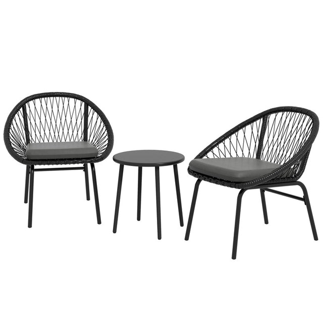 Outsunny Three-Piece Rattan Bistro Set - Black