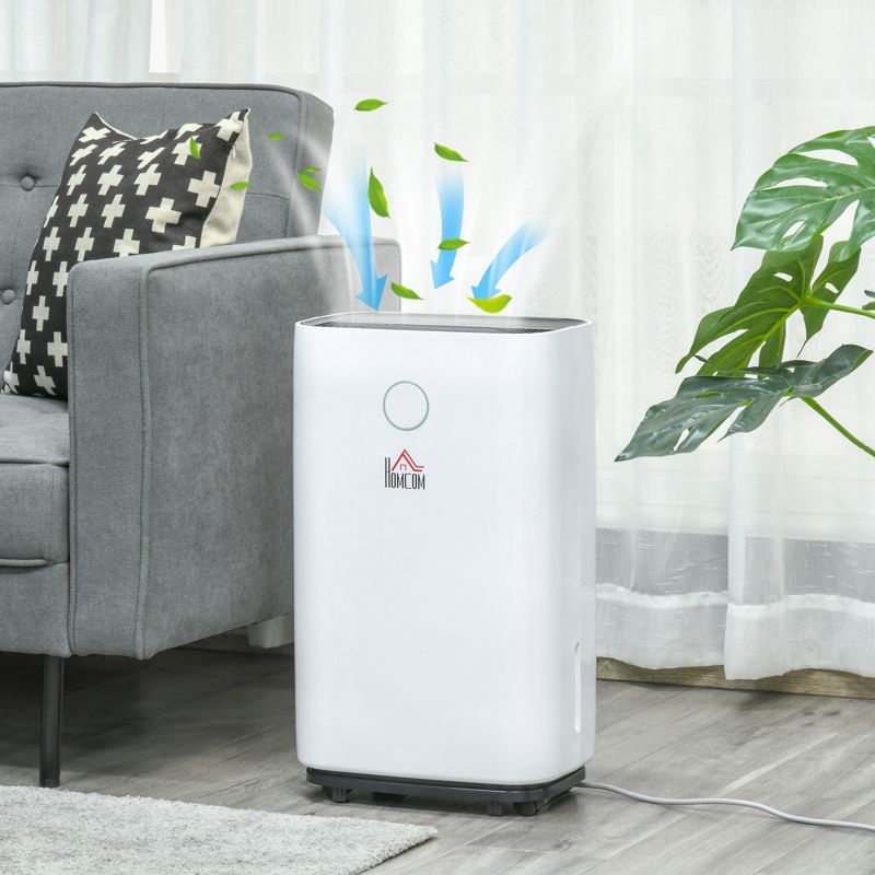 HOMCOM 20L/Day Portable Dehumidifier for Home, with LED Screen, Sleep Mode, 24H Timer, Electric Air Dehumidifier for Damp Laundry Bedroom Basement