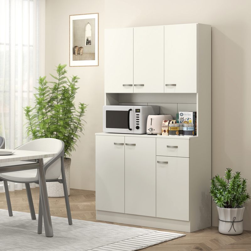 HOMCOM Freestanding Kitchen Pantry Storage Cabinet - White