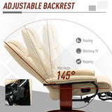 HOMCOM Reclining Swivel Chair, with Footrest - Cream White