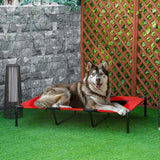 PawHut Raised Dog Bed Cooling Elevated Pet Cot with Breathable Mesh for Indoor Outdoor Use Red, XX Large, 122 x 92 x 23cm