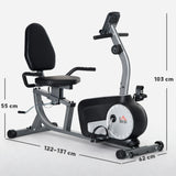 HOMCOM Exercise Bike with LCD Display, Stationary Bike with Quiet 8-Level Magnetic Resistance, Adjustable Seat and Backrest, Indoor Cycling Exercise Equipment for Home Gym Fitness Workout Training