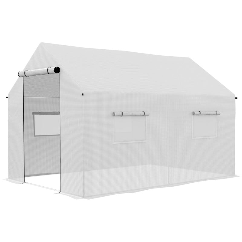 Outsunny Polyethylene Walk-in Polytunnel Greenhouse, 2 x 3(m), White