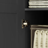 HOMCOM Double Panel Door Wardrobe, with Shelves - Black