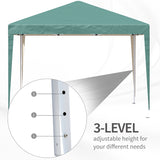 Outsunny 3 x 3M Garden Pop Up Gazebo Height Adjustable Marquee Party Tent Wedding Canopy with Carrying Bag, Green