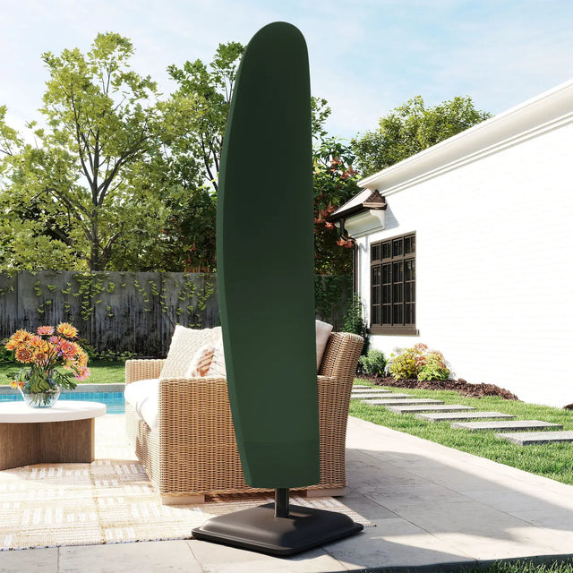 Outsunny Parasol Cover, 600D Oxford Cantilever Umbrella Cover Fit for 2-4m Parasol, Green