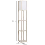 HOMCOM 3-Tier Floor Lamp, Floor Light with Storage Shelf, Reading Standing Lamp with Acrylic Shade for Living Room, Bedroom, Kitchen, Dining Room, Office, Dorm, 160cm, Oak
