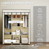 HOMCOM Fabric Wardrobe, with Rails and Shelves - Cream White