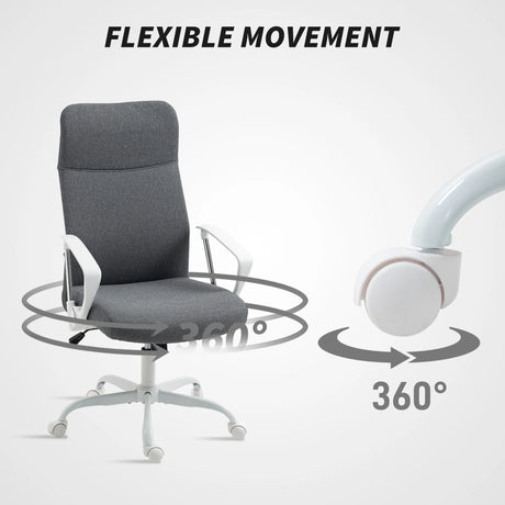 HOMCOM Fabric High Back Office Chair - Grey