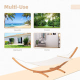 Outsunny Outdoor Garden Hammock with Wooden Stand Swing Hanging Bed for Patio White