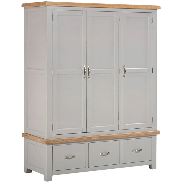 Triple Wardrobe With 3 Drawers (WPT033 - MOON GREY)