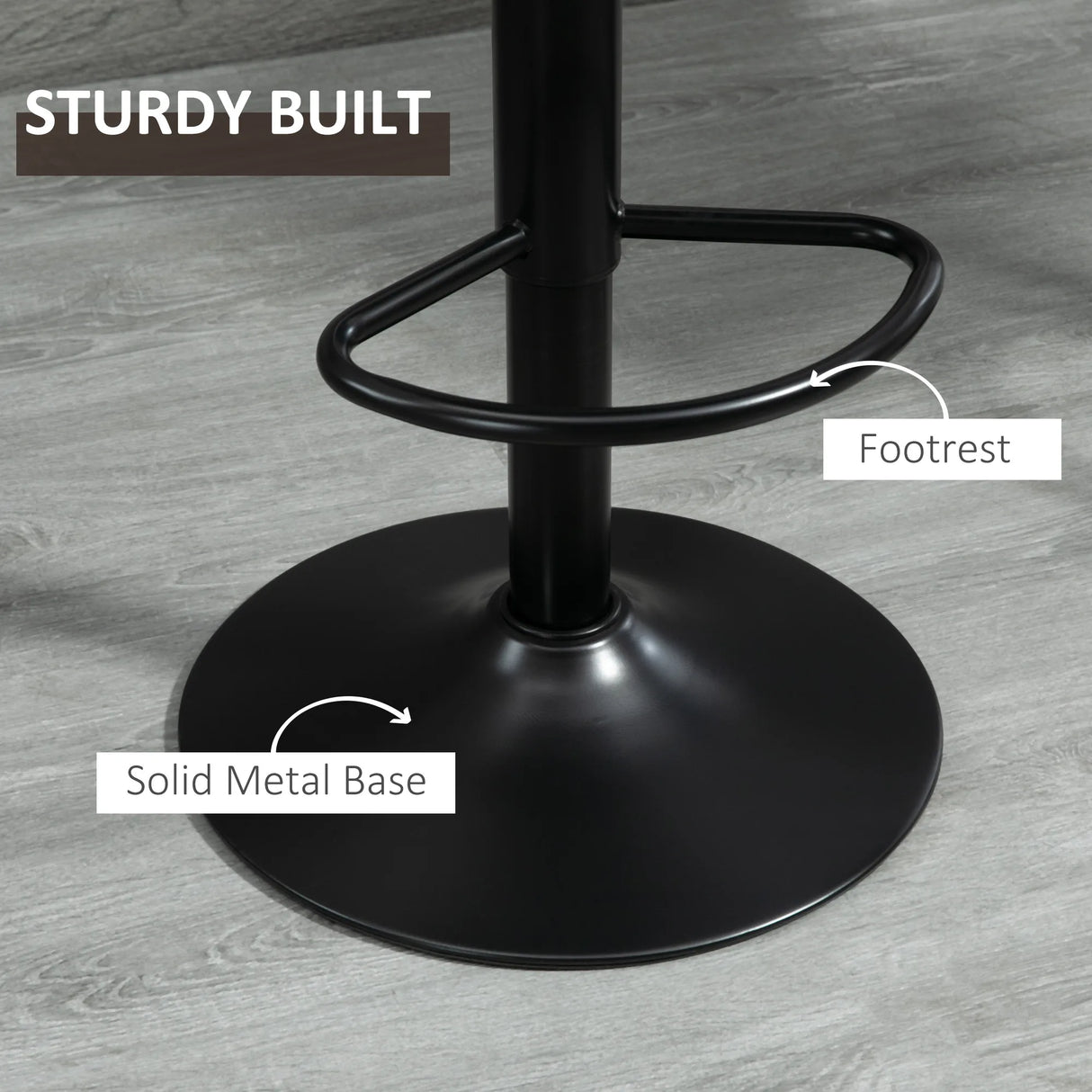 HOMCOM Bar Stools Set of 2, Swivel Counter Height Barstools with Back, Adjustable Bar Chairs, Breakfast Dining Stools for Kitchen Island Counter with Adjustable Steel Footrest & Base, Brown