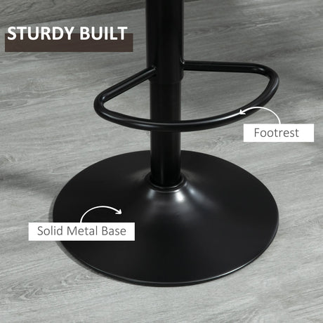 HOMCOM Bar Stools Set of 2, Swivel Counter Height Barstools with Back, Adjustable Bar Chairs, Breakfast Dining Stools for Kitchen Island Counter with Adjustable Steel Footrest & Base, Brown