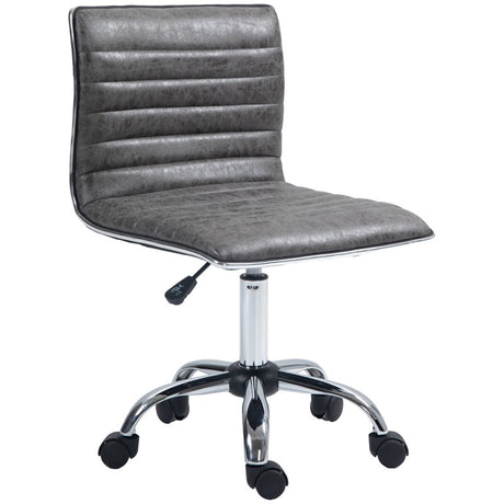 HOMCOM Adjustable Swivel Office Chair with Armless Mid-Back in Microfibre Cloth and Chrome Base - Grey