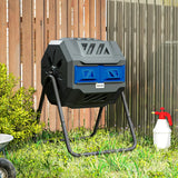 Outsunny 160L 360 Rotating Dual Chamber Composter - Blue