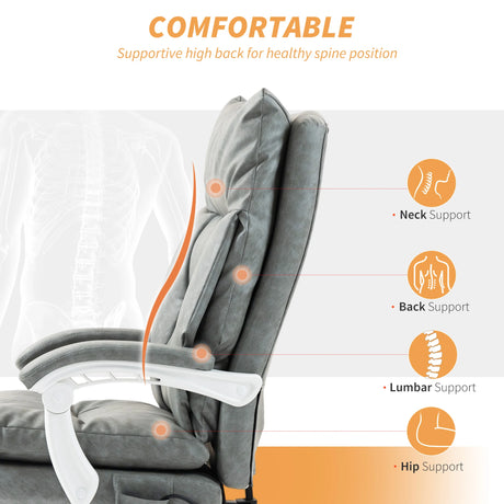 HOMCOM Faux Leather Office Chair, with Inflatable Lumbar - Grey