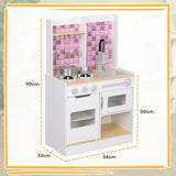 AIYAPLAY Kids Play Kitchen, Pretend Play Kitchen with Realistic Oven, Stove, Sink, Kitchen, Accessories, White