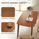 HOMCOM Pine Wood Rectangular Dining Table - Light Brown