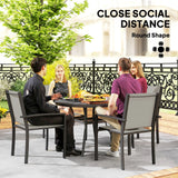 Outsunny 5 Piece Garden Furniture Set, Garden Dining Set with Round Table and 4 Stackable Chairs, Steel Frame, for Outdoor, Patio, Terraces, Dark Grey