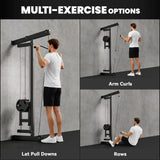 SPORTNOW Wall Mounted Lat Pull Down Machine, Crossover Cable Machine with High & Low Pulleys for Home Gym Full Body Workout