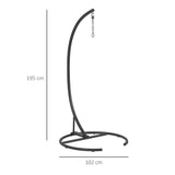 Outsunny Hanging Hammock Chair Stand with Round Base, C Hanging Swing Stand Frame for Swing/Egg/Hammock Chair, Indoor & Outdoor, Heavy Duty 330 lbs, Black