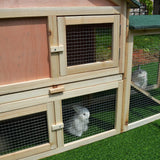 PawHut Guinea Pigs Hutches, 210Lx45.5Wx84.5H cm, Fir Wood-Natural Wood Colour