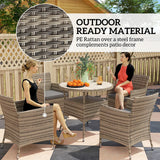 Outsunny Five-Piece Rattan Garden Set, with Two-Tier Table - Grey