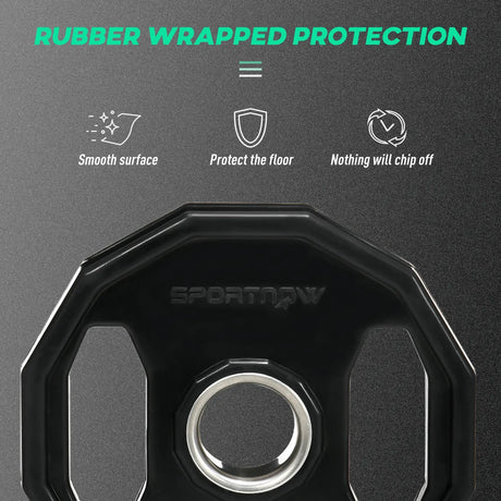 SPORTNOW Olympic Weight Plates Set, Metal and Rubber Bumper Plates Weights Discs with 2"/5cm Holes, for Home Gym Weight Lifting Strength Training, 2 x 10kg, Black