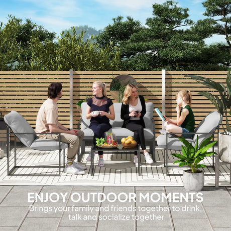 Outsunny Four-Piece Relaxed Back Garden Dining Set - Black/Light Grey