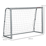 SPORTNOW 8ft x 5ft Football Goal, Set of 2 Football Net for Garden, Training Goal with Ground Stakes, Steel Frame