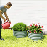 Outsunny Set of 2 Raised Garden Bed, Metal Planter Box with Safety Edging, Easy-to-assemble Stock Tank, Green