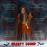 HOMCOM 183 cm Life Size Halloween Animated Standing Fat-Faced Witch with Red Light Up Eyes, Sound Activated Moving Arms & Head, Scary Witch Halloween Decorations, Battery Operated, Indoor Party Props