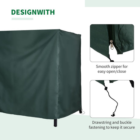 Outsunny 205 x 124cm Three-Seater Swing Chair Protective Cover Deep Green