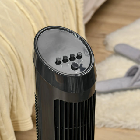 HOMCOM Tower Fan for Bedroom Cooling, 30 Inch Electric 70 Oscillating Fan with 3 Speed Settings, Standing Floor Fan for Home Office Indoor, Black