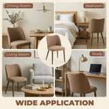 HOMCOM Dining Chairs Set of 2, Linen Upholstered Kitchen Chairs with Padded Seat, Curved Backrest, Rubberwood Legs, Brown