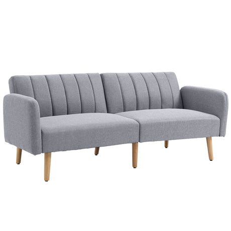 HOMCOM Two-Seater Sofa Bed, with Split Back - Light Grey