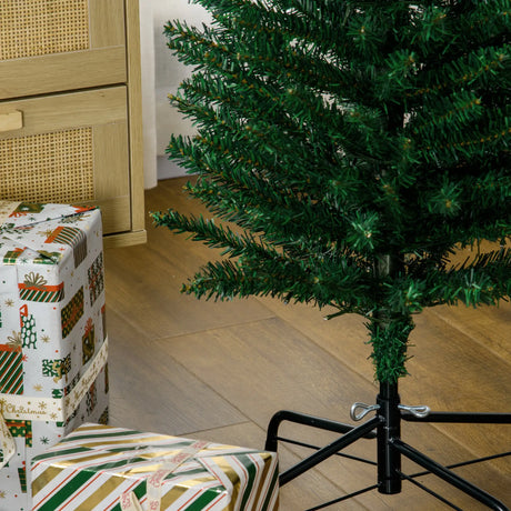HOMCOM 6' Artificial Prelit Christmas Trees Holiday Dcor with Colourful LED Lights, Pencil Shape, Steel Base