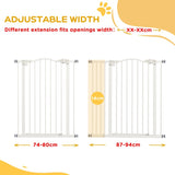 PawHut Pressure Fit Dog Stair Gate No Drilling Safety Gate Auto Close for Doorways, Hallways, 74-94cm Adjustable, 94cm Tall, White