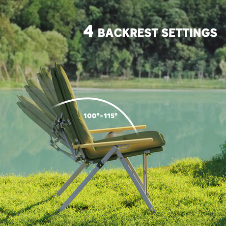 Outsunny Portable Padded Camping Chair, with Bag - Green