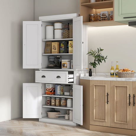 HOMCOM Freestanding Multi-Storage Kitchen Cabinet - White