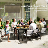 Outsunny Aluminium Outdoor Garden Dining Table for 8 People, Faux Wood Top, for Garden, Patio, 190 x 90 x 74cm, Brown