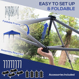 Outsunny 3 x 3(M) Pop Up Gazebo, UPF 50+ Foldable Canopy Tent with Wheeled Carrybag, 4 Leg Weight Bags, Height Adjustable Marquee Shelter 1 person easy setup for Outdoor Garden Patio Party, Blue