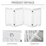 PawHut Wooden Pet Gate Foldable Freestanding Dog Safety Barrier w/ Support Feet