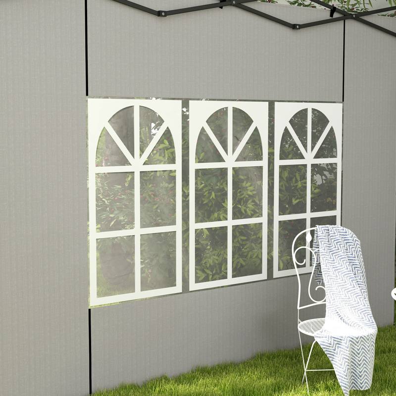 Outsunny Gazebo Side Panels, Sides Replacement with Window for 3x3(m) or 3x6m Gazebo Canopy, 2 Pack, White