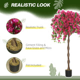 HOMCOM Set of 2 Decorative Artificial Plants, Murraya Flowers in Pots, Fake Plants for Home Indoor Decor, 120cm, Red