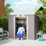 Outsunny 7 x 4 Garden Shed, Galvanised Steel, Metal Lean-to Tool Shed with Foundation Kit, Grey
