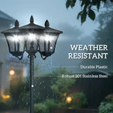 Outsunny 1.8m Traditional Victorian Style 3 Way Head Outdoor Garden Solar Post Lamp Sensor Dimmable LED Lantern Bollard Pathway IP44  Black