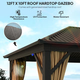 Outsunny 3.6 x 3 m Aluminium Hardtop Gazebo, with Accessories - Brown