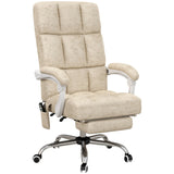 Vinsetto Massage Office Chair, Ergonomic Desk Chair, Comfy Work Study Chair with Heat, Padded Seat, 135 Reclining Back and Footrest for Home Office, Beige